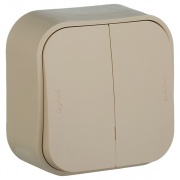 Переключатель двухклавишный на два направления слоновая кость