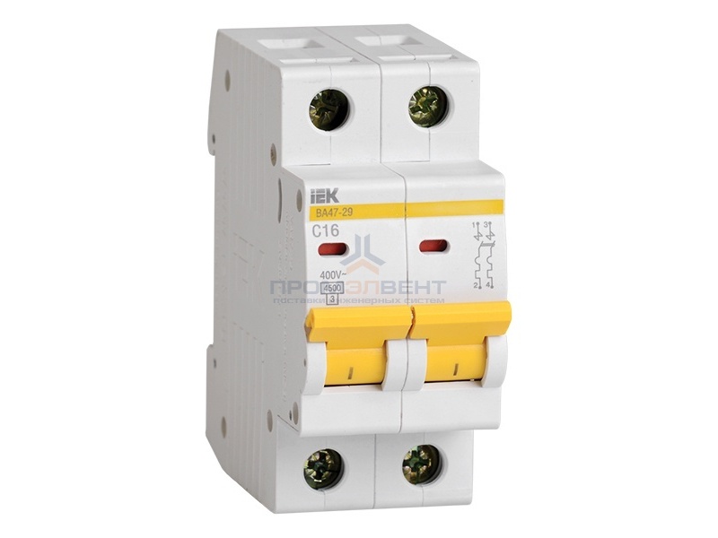 Автоматический выключатель ВА47-29 2Р  2А 4,5кА характеристика С ИЭК (автомат)